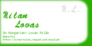 milan lovas business card